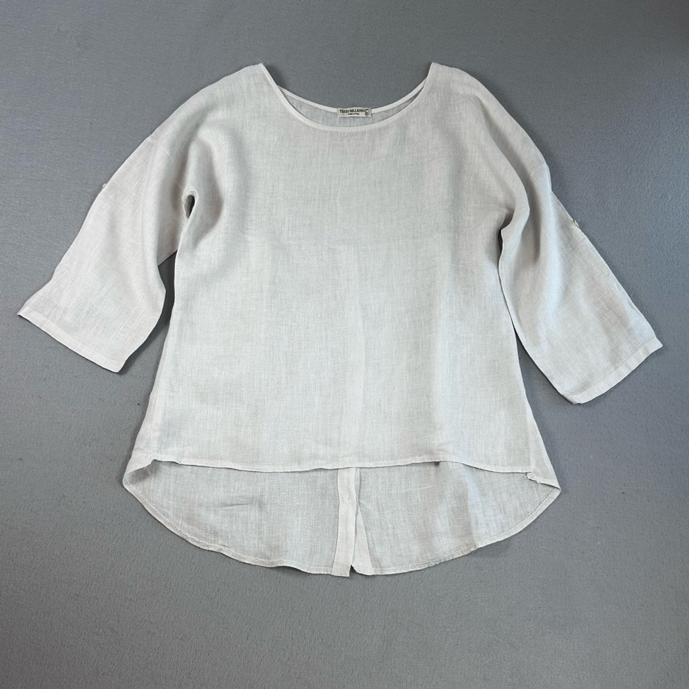 Terzo Millennio Linen Elegant Cream Women's Blouse